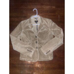 American Eagle Outfitters Tan Corduroy Button Blazer Jacket Womens L/G